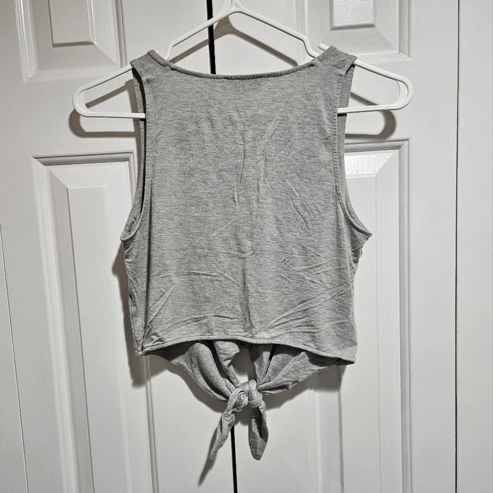 Aritzia Babaton Heathered Grey Tie Front Cropped Sleeveless Top Size XS - Picture 6 of 6